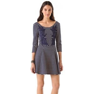 free people // stripe nautical lace appliqué dress